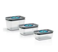 BOSCH - 3 boites de conservation sous vide hermétiques : 0,7L, 1,0L et 1,5L - Bac d'égouttement - Indicateur jour et mois - Tritan