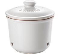 Boîte de conservation Unyqoos® en terre cuite naturelle – Petit récipient de rangement, diamètre 12,5 cm, blanc, pour prolonger la conservation des aliments comme l'ail