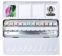 Boîte de couleurs aquarelles, en métal, contenant 12 demi-godets, sélection classique
