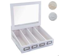 Boîte de couverts MCW-C25, avec couvercle, paulownia, 37x33x17cm ~ shabby blanc