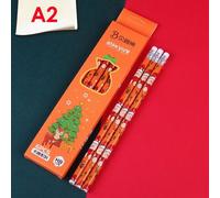 Boîte De Crayons De Noël En Bois Avec Crayons En Caoutchouc, 6 Pièces, Ensemble De Stylos D'écriture Et De Dessin Pour Étudiants, Papeterie Fournitures Scolaires