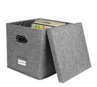 Boîte De Déménagement Décorative - Porte-dossier De Stockage Empilable | Stockage D'album Portable | 12.99x12.99x12.99 Pouces | Supplies De Collecte De Bureaux En Coton Et En Lin Avec Une Pochette D'é