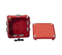Boite de dérivation à embouts rouge pour circuits de sécurité - Couvercle à vis - 105 x 105 x 55mm