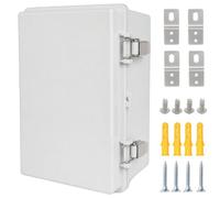 Boîte de dérivation étanche IP67 avec couvercle transparent à charnière en acier inoxydable avec plaque de montage et support mural, gris, 300 x 200 x 170 mm