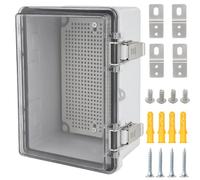 Boîte de dérivation étanche IP67 avec couvercle transparent à charnière en acier inoxydable avec plaque de montage et support mural, 180 x 130 x 90 mm