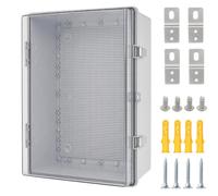 Boîte de dérivation étanche IP67 avec couvercle transparent à charnière en acier inoxydable avec plaque de montage et support mural, 400 x 300 x 200 mm