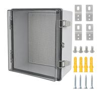 Boîte de dérivation étanche IP67 avec couvercle transparent à charnière en acier inoxydable avec plaque de montage et support mural, 300 x 300 x 170 mm