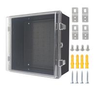 Boîte de dérivation étanche IP67 avec couvercle transparent à charnière en acier inoxydable avec plaque de montage et support mural, noir, 11.8 x 11.8 x 6.7in / 300 x 300 x 170 mm