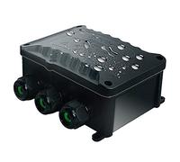 Boîte de dérivation étanche IP68 Certification TÜV Ø5mm-Ø12mm 4 voies | avec M25 pour petit boîtier électrique noir de de diamètre avec borne à 5 broches pour extérieur | lumière | jardin | piscine