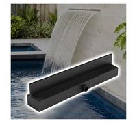 Boîte de déversoir en Acier Inoxydable sur Mesure pour Cascade - Élément Aquatique extérieur Robuste pour terrasses et bassins, système de trop-Plein encastré pour Piscine, Noir, 140 cm - Id