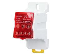 Boîte de distribution de bornier montable sur rail DIN 690 V 80 A matériau PA66 ignifuge boîte de jonction de conducteur en laiton pour armoires électriques et applications haute (Red)