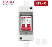 Boîte de Distribution électrique étanche extérieure HT-2 IP65, disjoncteur solaire AC DC MCB 63A RCBO PC, boîte de fil de jonction en plastique HT-2 and DZ47