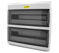 Boîte de distribution en saillie IP66 - Boîte à fusibles étanche - 36 modules (2 x 18) à 2 rangées - Petit distributeur avec porte transparente - Distributeur en saillie - Boîte électrique robuste