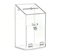 Boîte de dons en acrylique avec serrure et 2 clés, boîte de collecte murale/à poser sur table avec fente large, boîte à suggestions pour collecte de fonds, votes, église et commentaires