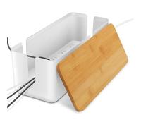 Boîte de Gestion des Câbles, Boîte de Rangement pour Cordon avec Couvercle en Bambou, Boîte Cache-câble en Fil Organiser câblage