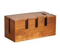Boîte de gestion des câbles en bois - Organisateur pour câbles cacher les multiprises/fiches électriques - Organisateur pour boîte de câbles en pin, cacher les fils pour ranger les prises de table | P