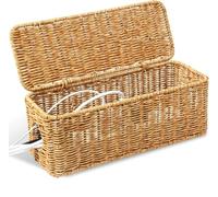 Boîte de Gestion des câbles en rotin - Boîte de Rangement de Fil tissé à la Main | Organiseur de Cordon sous Bureau pour alimenter Les Bandes d'alimentation et Les Cordons et Couvrir Les Fils TV au