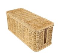 Boîte de gestion des câbles en rotin tressé à la main avec couvercle et fentes ouvertes, bonne ventilation, haute sécurité, pour le bureau à domicile, les familles et le traitement intérieur
