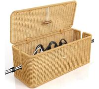 Boîte de gestion des fils - Boîte à câbles tissée en rotin synthétique | Organiseur de carte d'alimentation à domicile avec couvercle verrouillable, connexion USB et rangement de câbles d'ordinateur