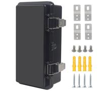 Boîte de jonction étanche IP67 avec couvercle à charnière en acier inoxydable avec plaque de montage et support mural, noir, 7.9 x 3.9 x 2.8in / 200 x 100 x 70 mm