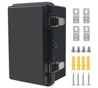Boîte de jonction étanche IP67 avec couvercle à charnière en acier inoxydable avec plaque de montage et support mural, noir, 8.3 x 5.1 x 4.3in / 210 x 130 x 110 mm