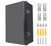 Boîte de jonction étanche IP67 avec couvercle à charnière en acier inoxydable avec plaque de montage et support mural, noir, 15.7 x 9.8 x 6.7in / 400 x 250 x 170 mm