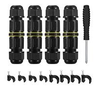 Boîte de Jonction étanche IP68, Connecteurs électriques de câble Extérieur, Boite de Derivation Coupleur de Manchon Externe de Connecteur Fil pour Diamètre de Câble Ø 4mm-8mm (4 Pièces-3 broches)