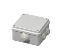 Boîte de jonction extérieure IP55 carrée 100 x 100 x 50 mm, boîte de jonction pour système électrique, étanche, avec passe-câble, gris, couvercle à vis, idéal pour l'éclairage