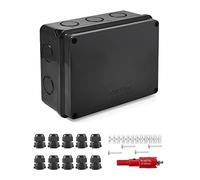 Boîte de Jonction IP65 en Saillie 15x11x7cm Boîte de Jonction Étanche Exterieur en Saillie Jardin Pièce Humide en Saillie Boite de Derivation Electrique M20 pour Câble Ø6-12 MM -10 Voies- Noir