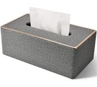 Boîte de mouchoirs en cuir synthétique gris, dimensions 25x13,5x9,5 cm, avec 4 sous-verres