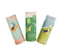 Boîte de Mouchoirs Ronde pour Voiture, 3 Tubes, Papier Pâte | Format Voyage Cylindrique, Usage en Déplacement, Lot de 3 Pièces Emballage