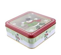 Boîte de Noël en Fer-blanc Rouge, Légère, Portable, Chic | Coffret Carré en Plastique et Tôle, Style Élégant, pour Bonbons, Pâtisserie, Présent de Fête