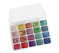 Boîte de peinture aquarelle - Petite aquarelle - 20 couleurs aquarelles pour débutants - Palette d'aquarelle - Accessoires de avec paillettes, fournitures de bricolage pour dessin, éducation