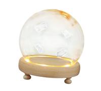 Boîte de présentation en Verre avec Couvercle en Verre Fleurs séchées éternelles, Couvercle Anti poussière, Couvercle en Verre Lumineux, diamètre de la Boule 20CM + Base de Lampe à bûches avec Pieds