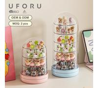 Boîte de présentation rotative transparente Uforu, étagère multi-niveaux grande capacité avec couvercle, organisateur pour bureau à domicile White Large Size