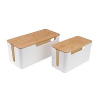 Boîte de Protection Blanche 2 Pièces Prise Électrique pour Abs | Organisation des Câbles, Cache-fils Discret, pour Multiprise et Parasurtenseur, Usage la Cuisine et Garde-manger