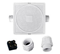 Boîte de raccordement pour équipement de piscine pour le câblage des piscines paysées et des spas, boîtier de couvercle carré avec chambre inférieure ronde, connecteurs d'entrée latéraux et référence