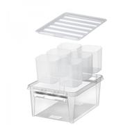 Boîte de rangement 14 litres avec 6 casiers séparés - Clips Blancs