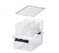 Boîte de rangement 14 litres avec 6 casiers séparés - Clips Noirs