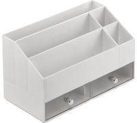Boîte de rangement 2 tiroirs 5 compartiments mDesign gris clair/transparent