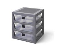 Boîte de rangement 3 tiroirs personnalisables Lego - Gris