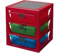 Boîte de rangement 3 tiroirs personnalisables Lego - Rouge