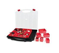 boîte de rangement 50 430/25/430 x 55 x 370 mm, 25 embouts solides, noir, rouge, transparent, 031007