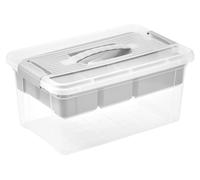 Boîte de rangement, 9 litres, avec poignée confortable, clips pratiques, insert amovible, dimensions : 23 x 35 x 17 cm, couleur : gris