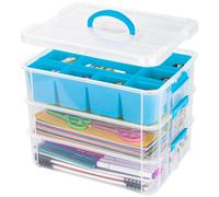 Boîte de rangement à 3 étages avec couvercle pour matériel de bricolage, boîtes de rangement empilables avec compartiment amovible pour