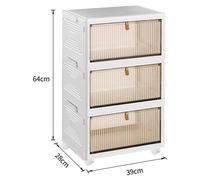 Boîte de rangement à 3 niveaux avec couvercle, 20 litres. 3 boîtes en plastique pour le rangement, conteneurs de rangement pliables, boîtes de rangement avec porte