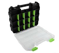 Boîte de rangement à outils avec double face 34 compartiments et séparateurs amovibles en plastique pour organiser vis, écrous, boulons, pièces, poignée de transport et couvercle transparent