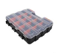 Boîte de rangement à outils double face en plastique avec 30 séparateurs et couvercle transparent pour vis, attaches, articles de pêche, loisirs créatifs