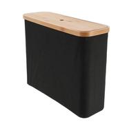 Tendance - Boite de rangement a papier wc tissu polyester/couvercle bambou - noir