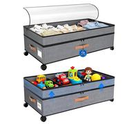 Boîte de rangement à placer sous le lit, avec roulettes - Tissu Oxford avec panneaux en PP - 72 litres - 78 x 42 x 24 cm - Lot de 2
